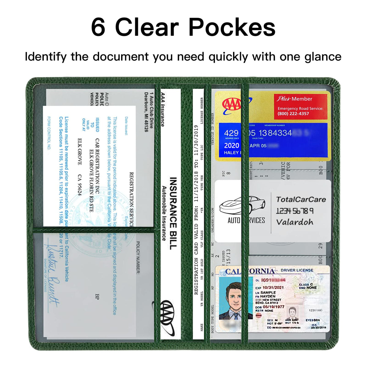 Valardoh Premium Car Registration and Insurance Card Holder, Car Document Holder for Cards, Driver License & other Essential Documents (Pink)