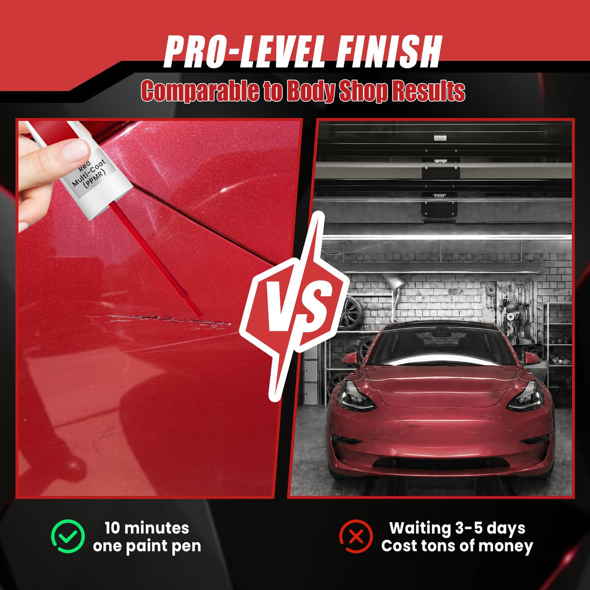 Touch Up Paint for Cars (Pearl White Multi-Coat PPSW), Compatible with Tesla Model Y/3/X/S, 0.4 fl oz Color Accurate 2-in-1 Car Paint Scratch Repair Pen, Easy to Use, Fast-Drying, Long-Lasting