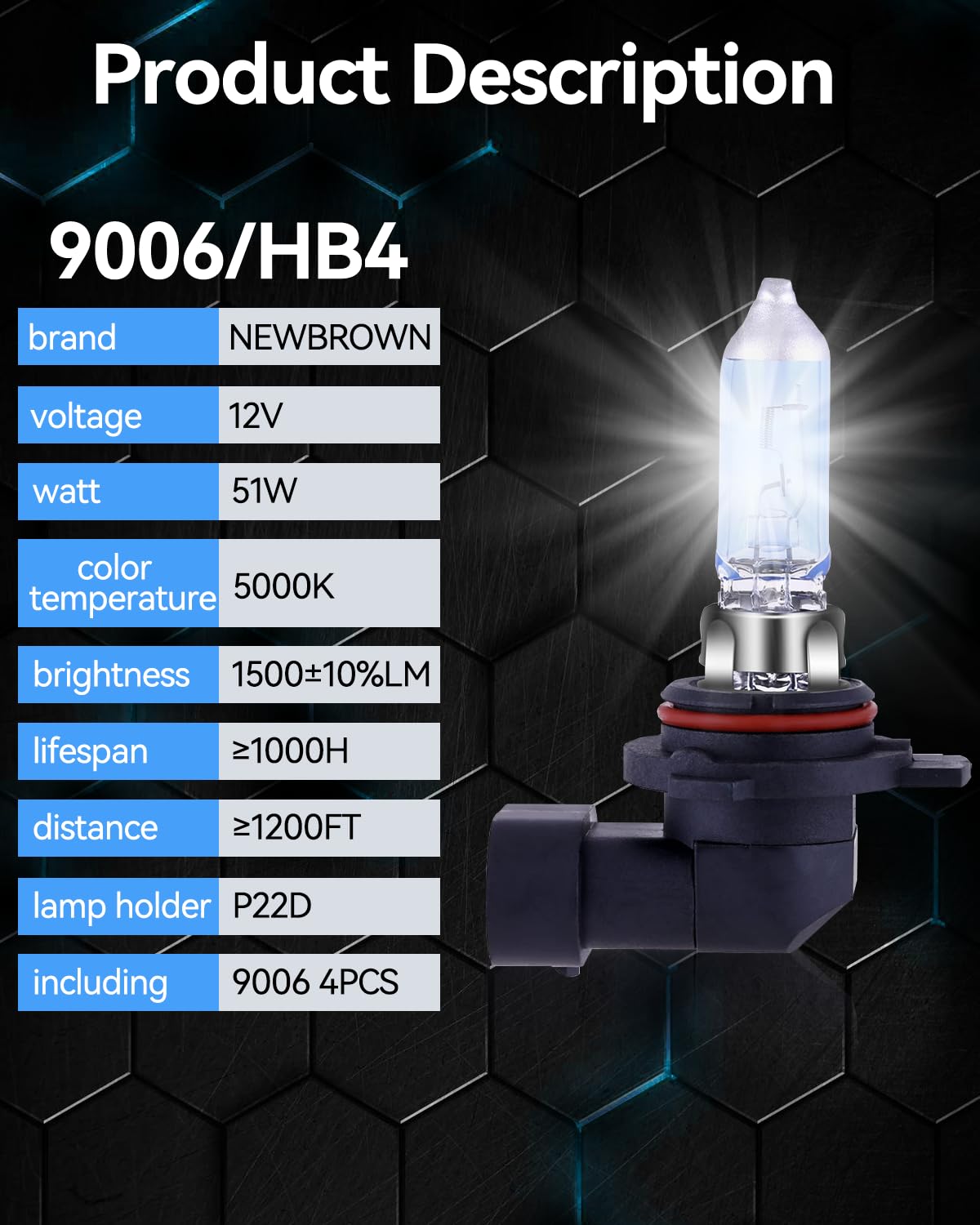 NEWBROWN H11 Headlight Bulb Halogen Fog Light Bulb Low Beam 12V 55W 5000K White Light Long Life Replacement PGJ19-2 (H11, 2 Pcs)
