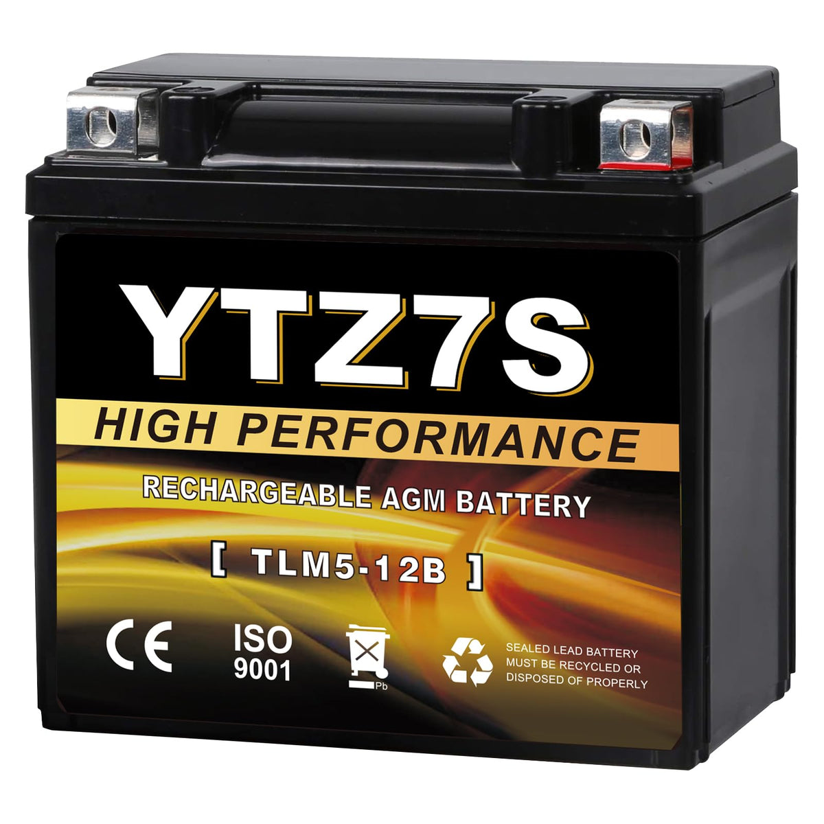 YTX14-BS 12V 14Ah AGM Sealed Motorcycle Battery, Maintenance-Free, Compatible with Honda, Yamaha, Kawasaki, Suzuki, and UTVs, Jet Skis, Snowmobiles