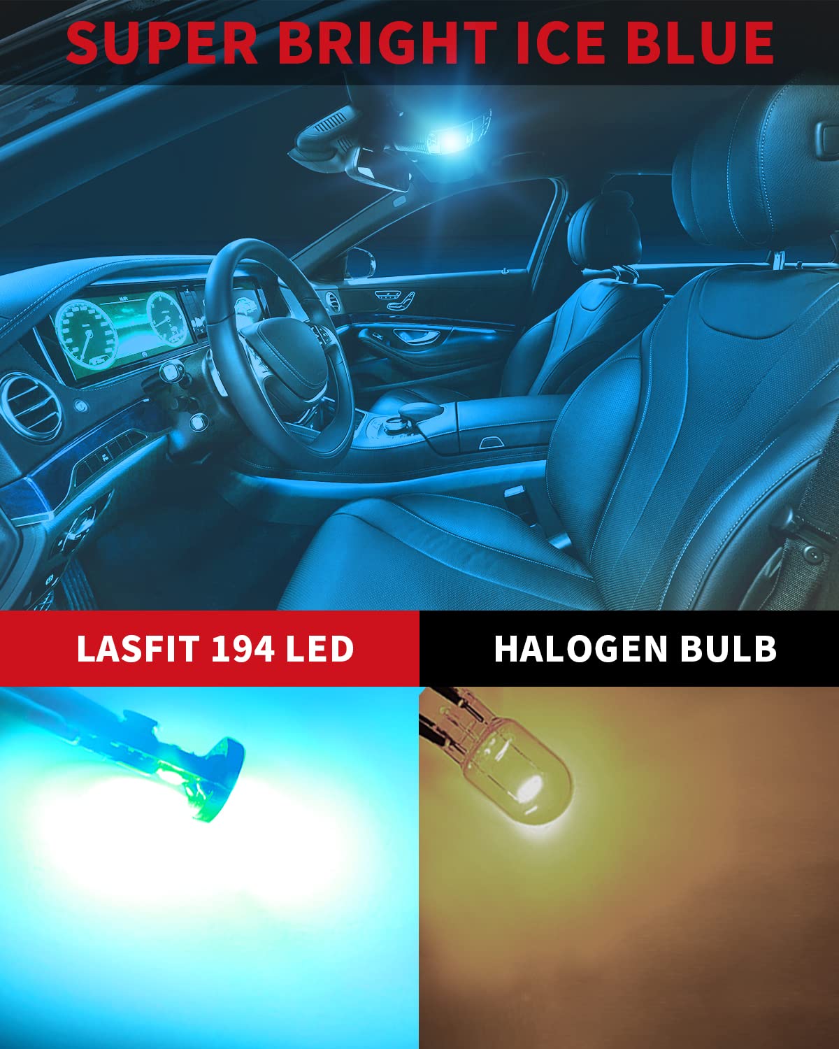 LASFIT 194 LED Bulb T10 168 192 White Bright for License Plate Bulb 2 PCS