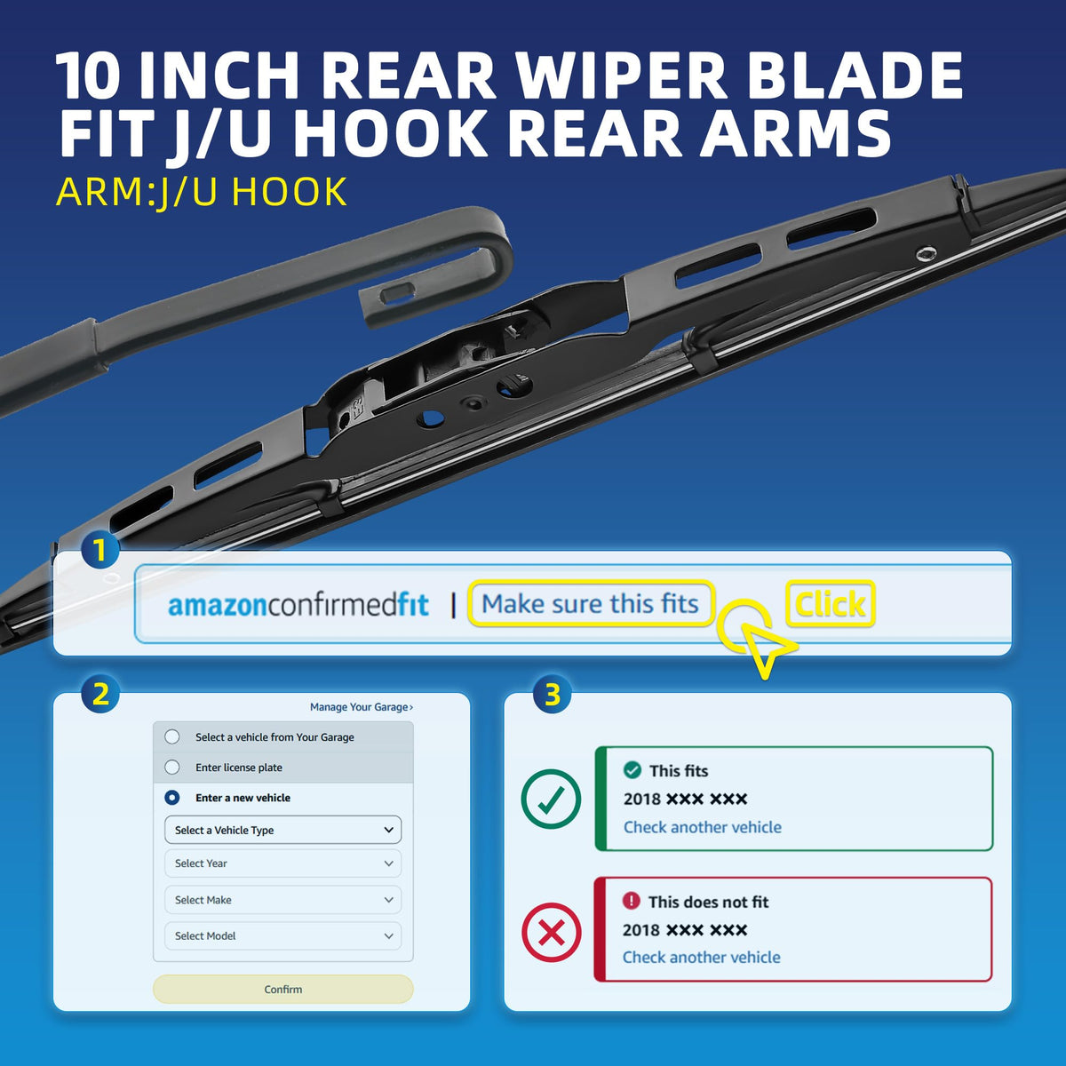 5 PLUS RearQuiet 12 Inch Rear Wiper Blade,OEM Replacement Rear Window Wiper