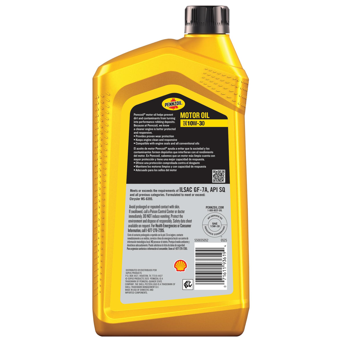 Pennzoil 10W-30 Motor Oil, 1 Quart