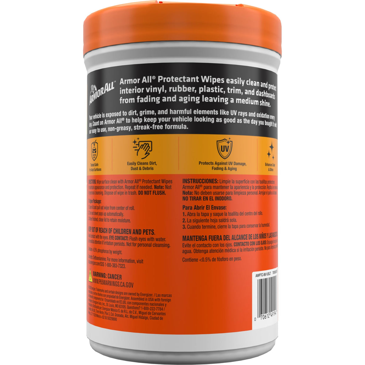 Armor All Car Cleaning Wipes, 90 Count Canister, Car Wipes