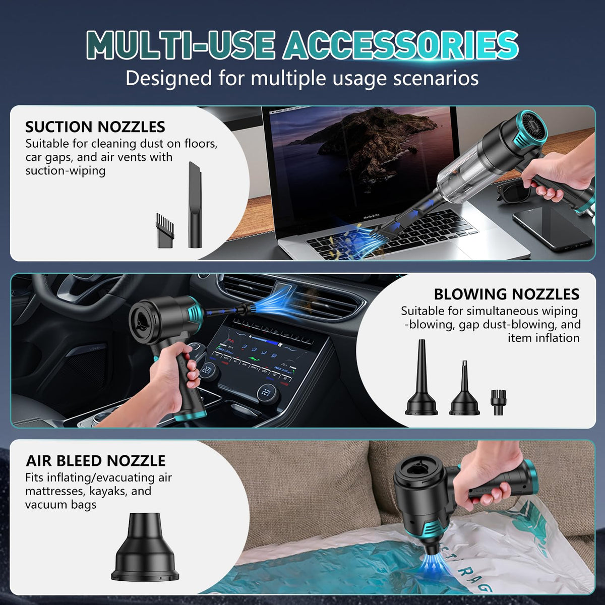 KMM Handheld Car Vacuum Cleaner, Hand Held Vacuum Cleaner and Air Duster