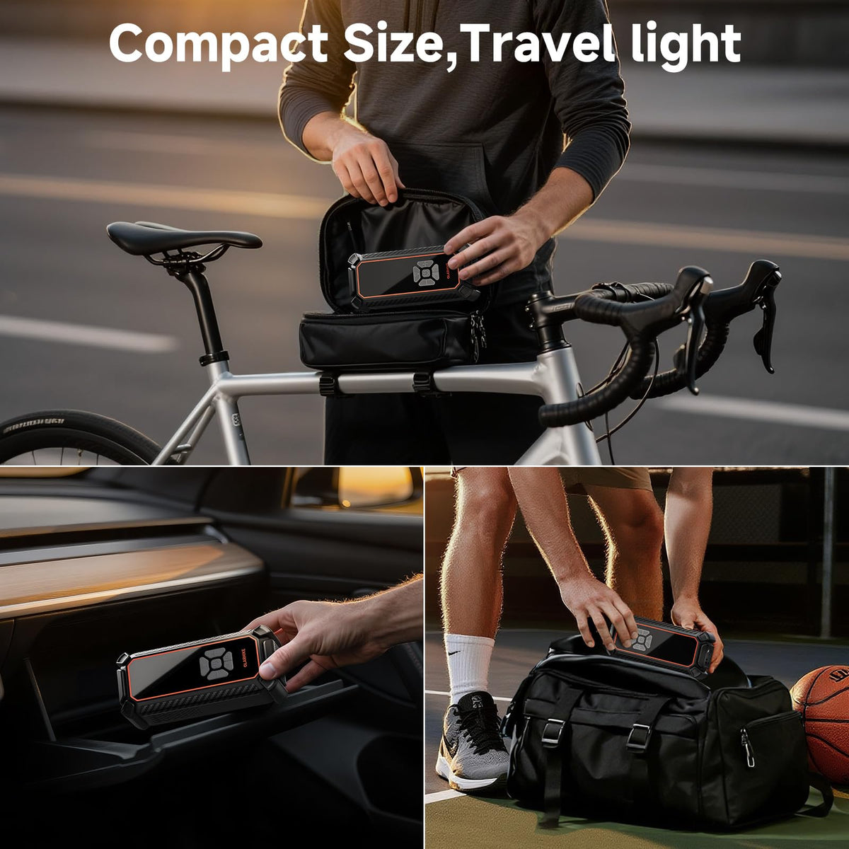 OlarHike Tire Inflator Portable Air Compressor,Dual Power-3*2000mAh &12V DC