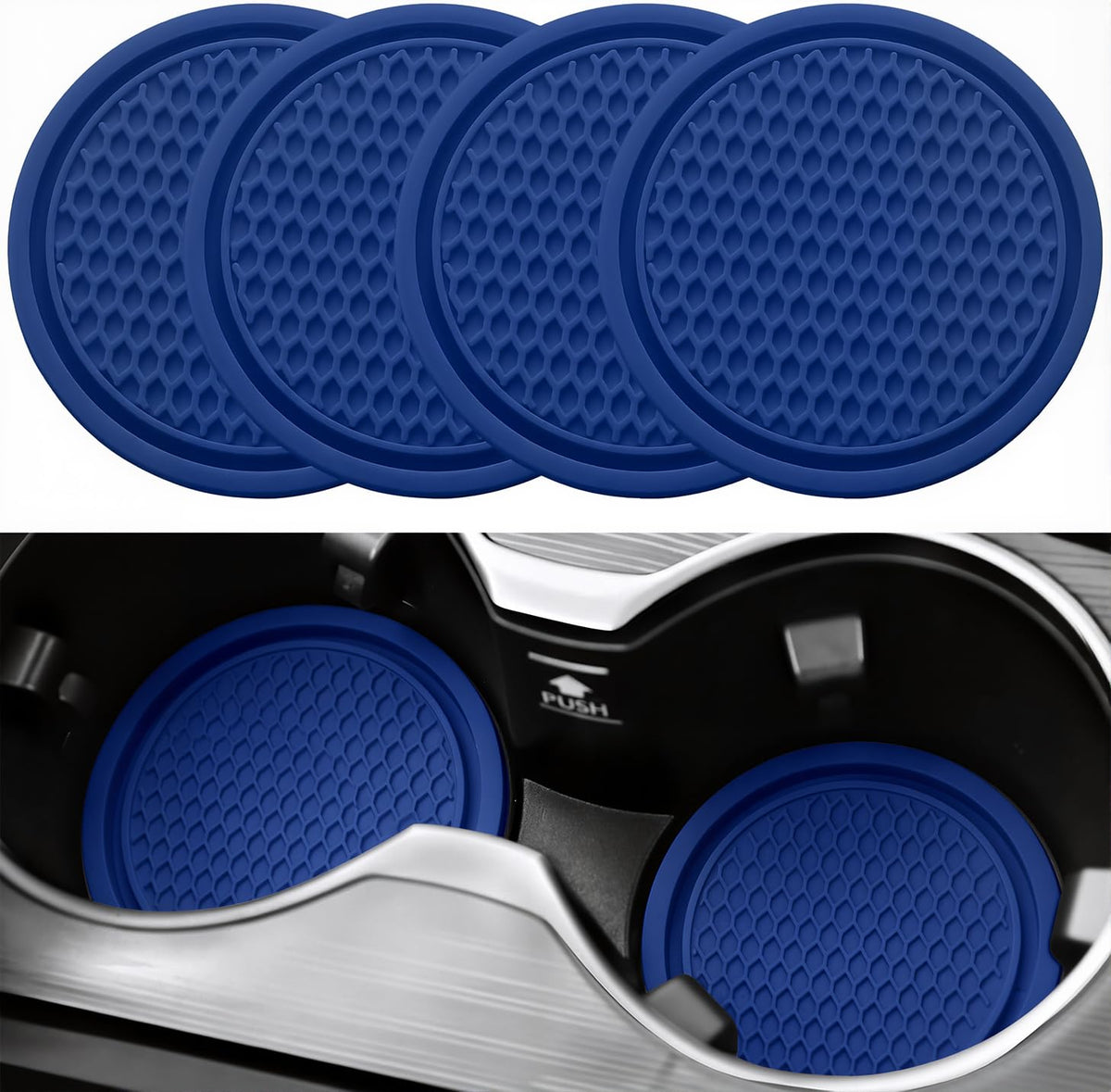 SINGARO Car Cup Coaster, 4PCS Universal Non-Slip Cup Holders Embedded in Ornaments Coaster, Car Interior Accessories, Black