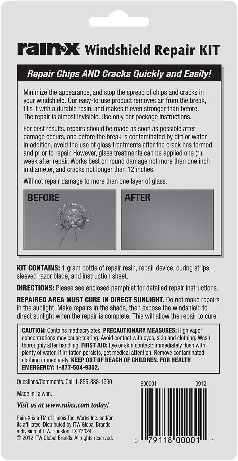 Rain-X 600001 Windshield Repair Kit for Chips, Cracks & Bullseyes