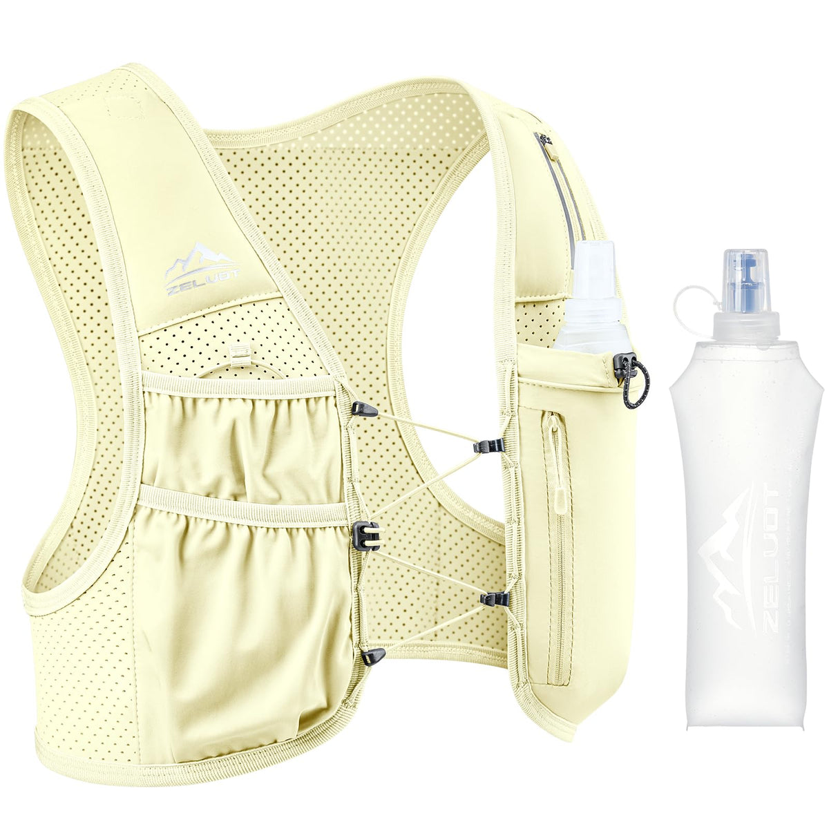 Zelvot Running Vest for Women Men, US Patent, Adjustable Chest Straps Running Hydration Vest with 500ml Soft Flask, Lightweight Reflective Hydration Backpack for Marathon