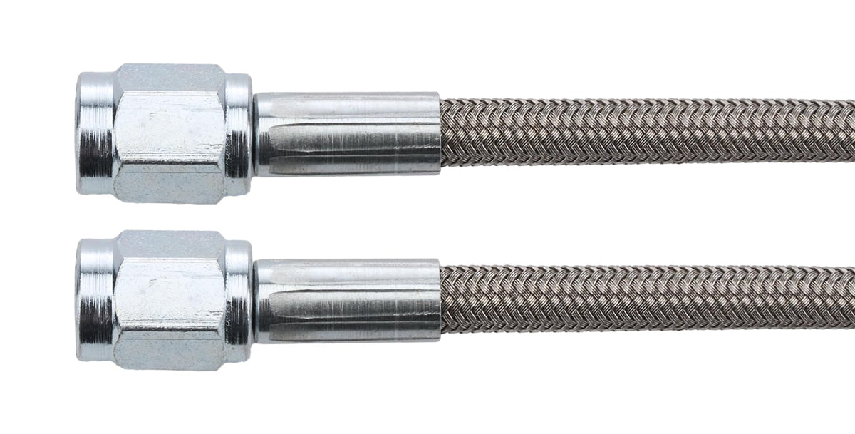 Allstar Performance AN Hose Assembly, 18 in Long, 3 AN Hose, 3 AN Straight Female to 3 AN Straight Female, Braided Stainless, PTFE Lined, Each