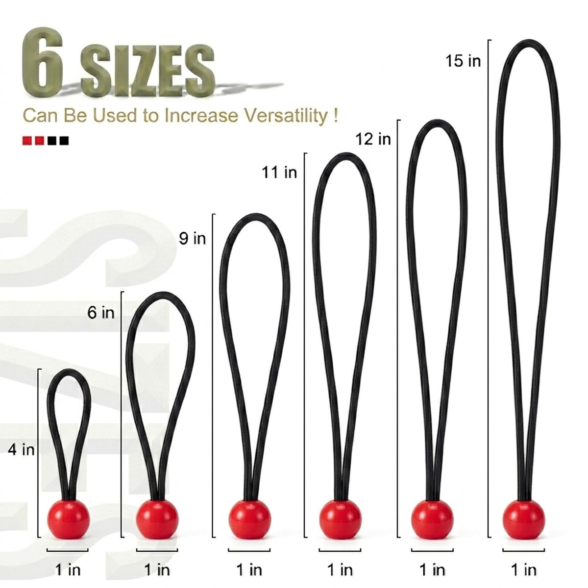 30 Pack Ball Bungee Cord, Heavy Duty Bungie Cord Balls (6",Black/White)