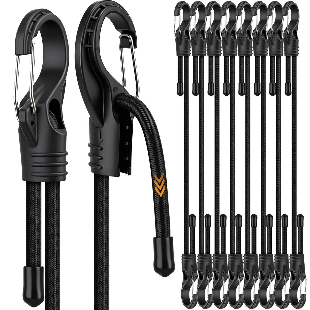 Bungee Cords Heavy Duty Outdoor: 20 Pcs Premium Rubber Bungee Cords with Hooks in a Storage Jar Includes 10", 18", 24", 30", 36", 48" Bungee Cord for Camping, Tent, Fastening Items