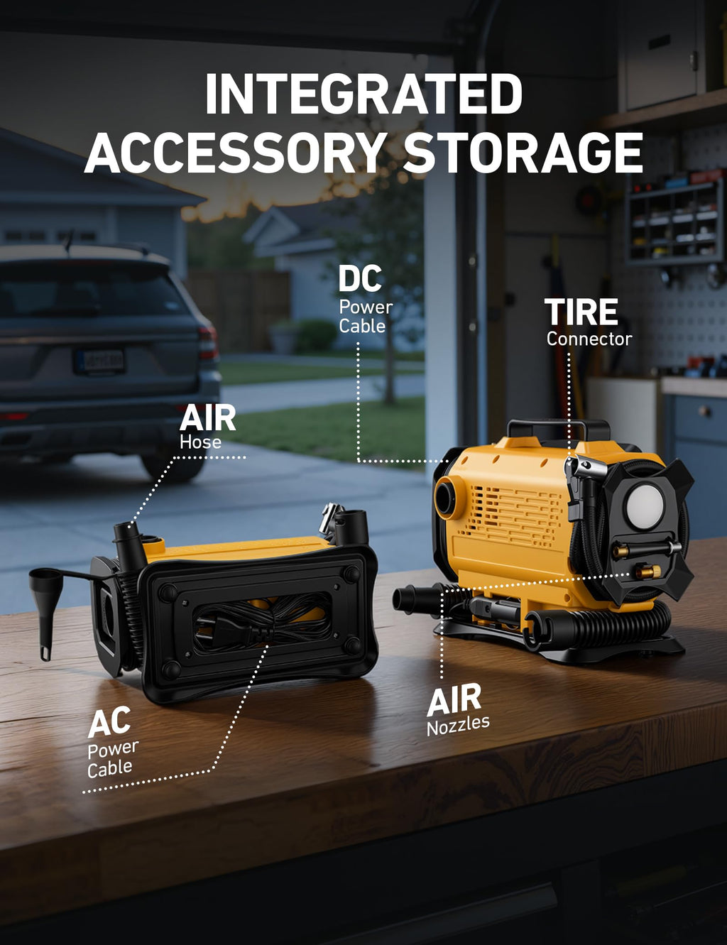 AstroAI Tire Inflator Portable Air Compressor, 12V DC/120V AC Dual Power