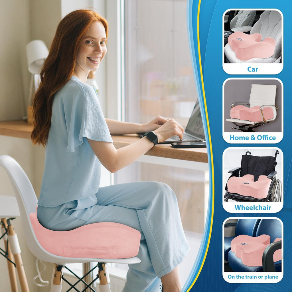 BlissTrends Memory Foam Seat Cushion for Office Chair & Car Seat, Black