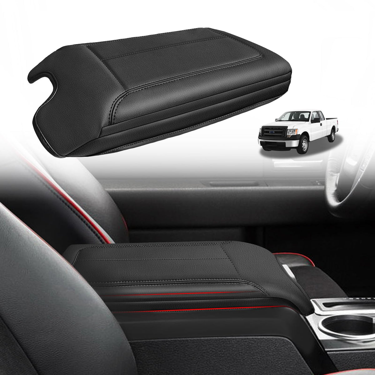 Muslogy Armrest Cover for Silverado/Sierra 2019-2026, Regular Thick, Bench