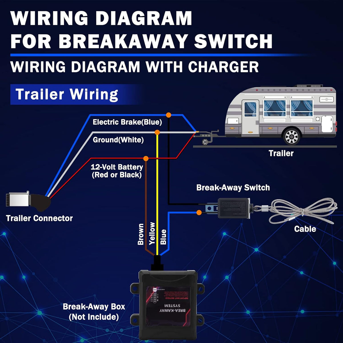 CheeMuii 8FT 7 Way Trailer Wiring Harness Kit & Junction Box 7 Trailer Cord