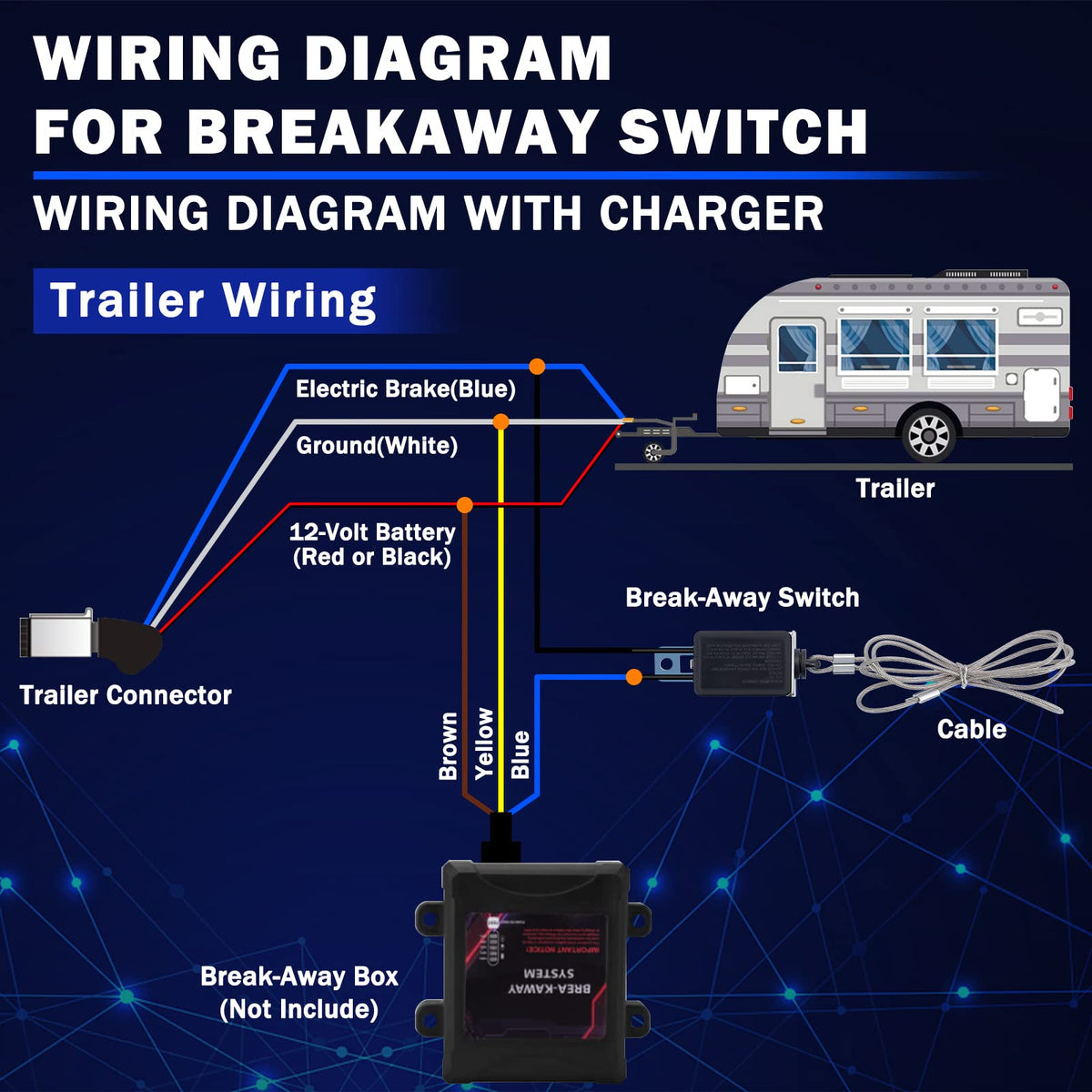 CheeMuii 8FT 7 Way Trailer Wiring Harness Kit & Junction Box 7 Trailer Cord