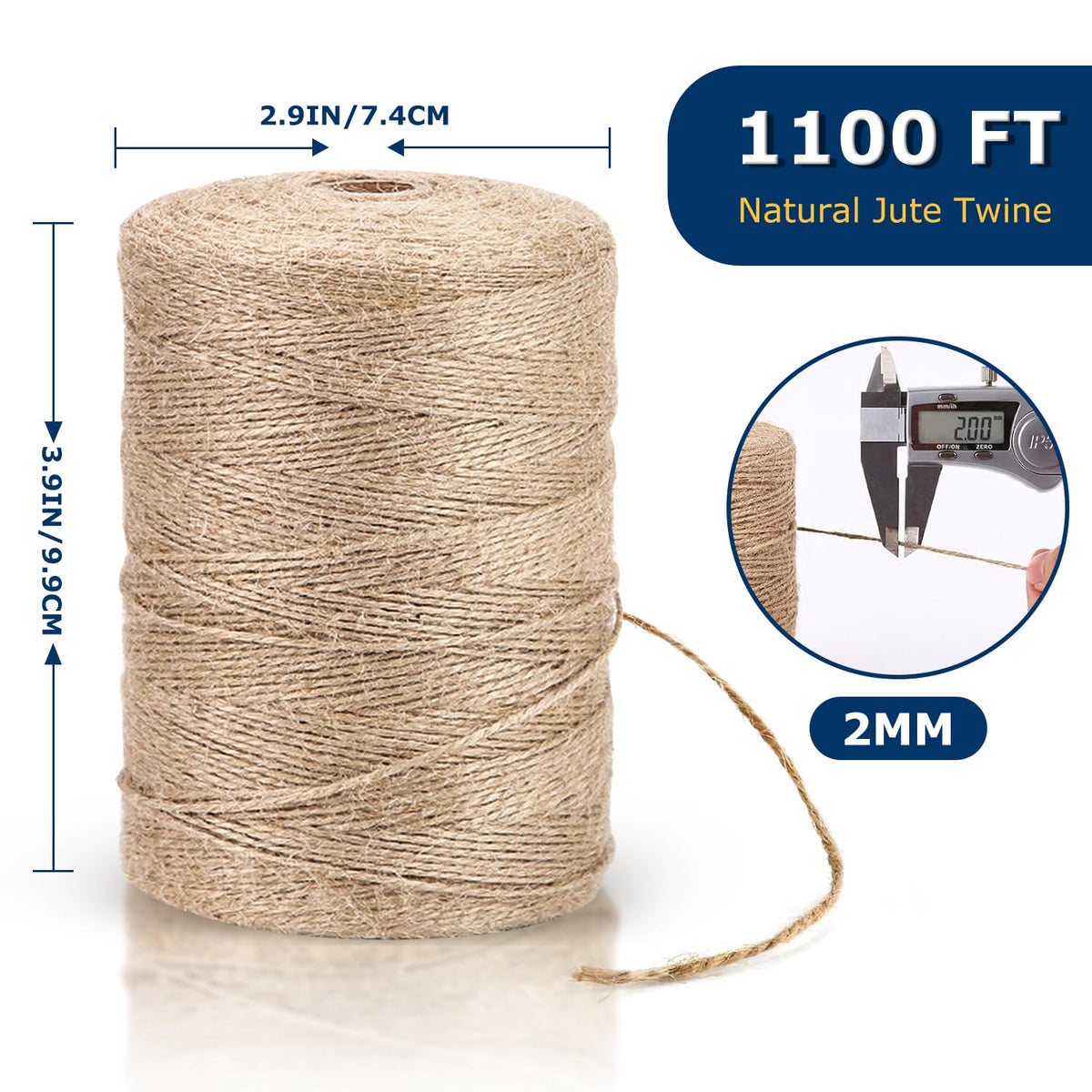 Vanhench 805FT Natural Jute Twine String, Bulk Hemp Jute Rope Cord Twine for Crafts Gardening, Gift Wrapping, Wedding Décor, Packing Material Burlap Ribbon, Christmas Knitting Macrame Decoration