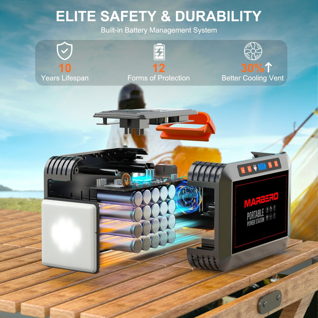 MARBERO Portable Power Station 88Wh, 120W Surge, Solar Generator 24,000mAh