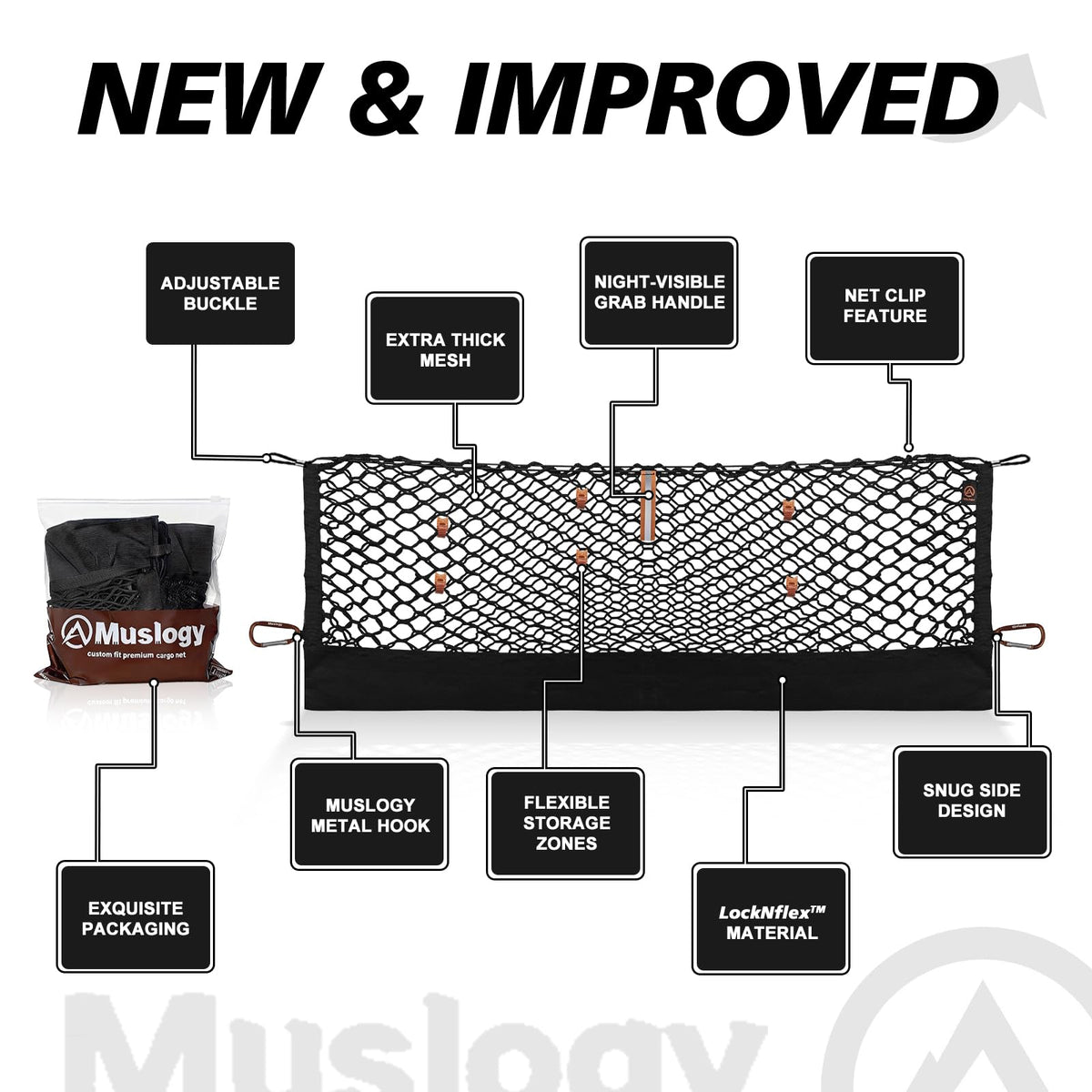 Muslogy Cargo Net for 2013-2026 Chevy Silverado GMC Sierra 1500/2500/3500HD