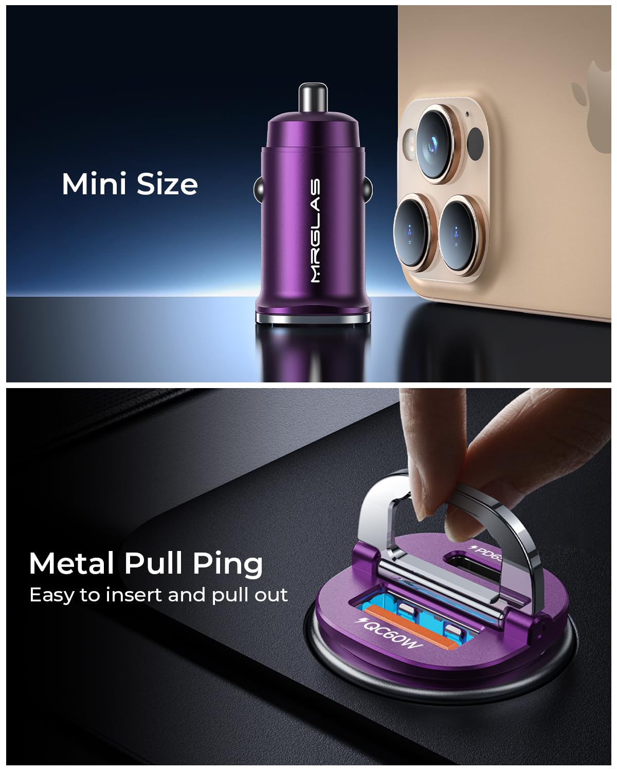 【Upgraded】 125W Car Charger USB C Fast Charge for iPhone 18 Pro Max