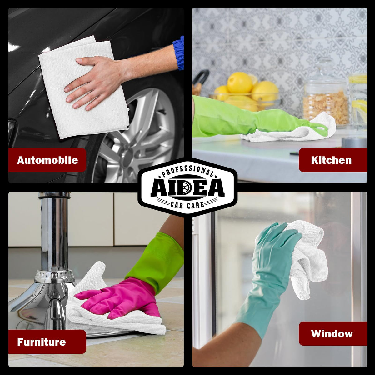 AIDEA Microfiber Cleaning Cloth-50PK, Microfiber Towels for Cars, 12"×12"