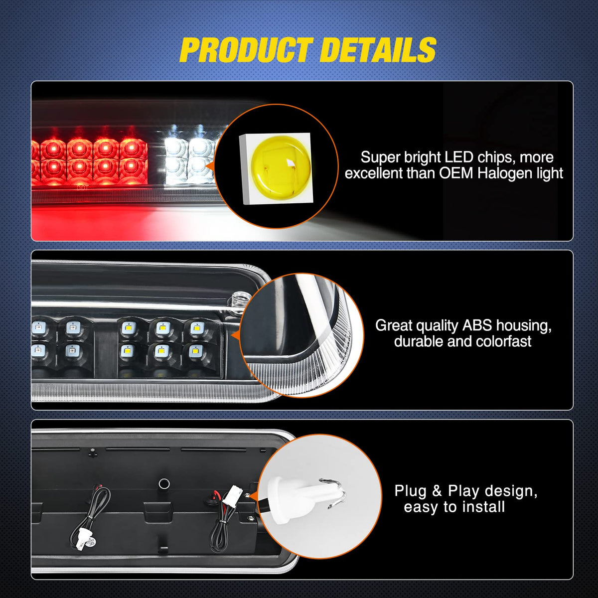 Nilight Third Brake Light for Ford F-150 2009-2014, Smoked Lens