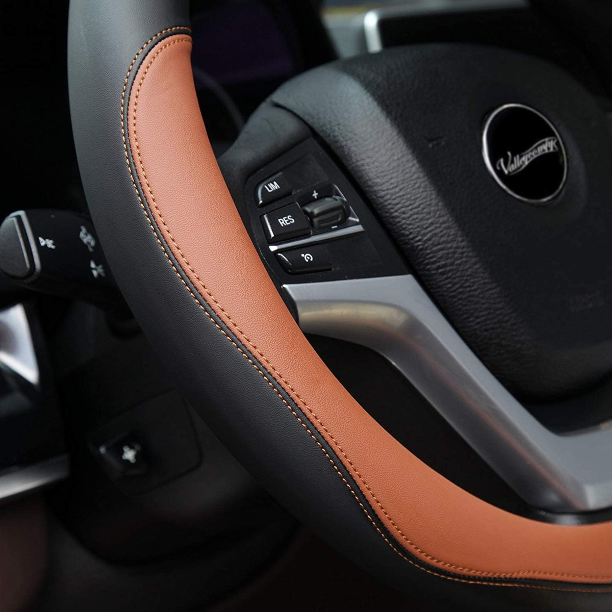 Valleycomfy Microfiber Leather Steering Wheel Cover Universal 15 inch (Black)
