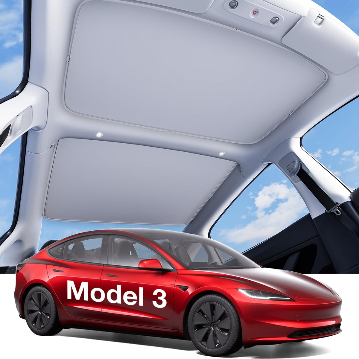 Wigoo for Tesla Model Y Juniper Accessories Sunshade Roof, Interior Black