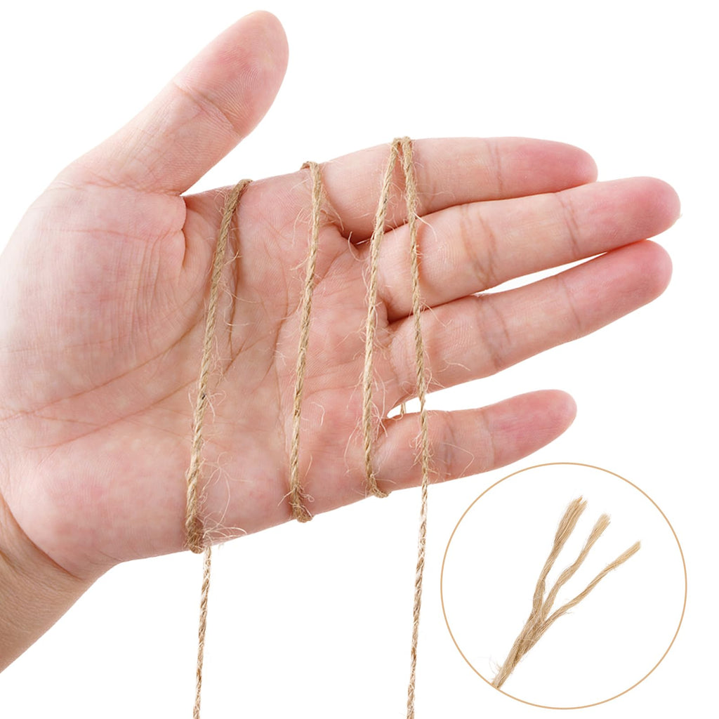 KINGLAKE Natural Jute Twine String 656 Feet 2mm Twine for Crafts Gift Wrapping Christmas Packing String for Arts Decoration, Wedding, Gardening