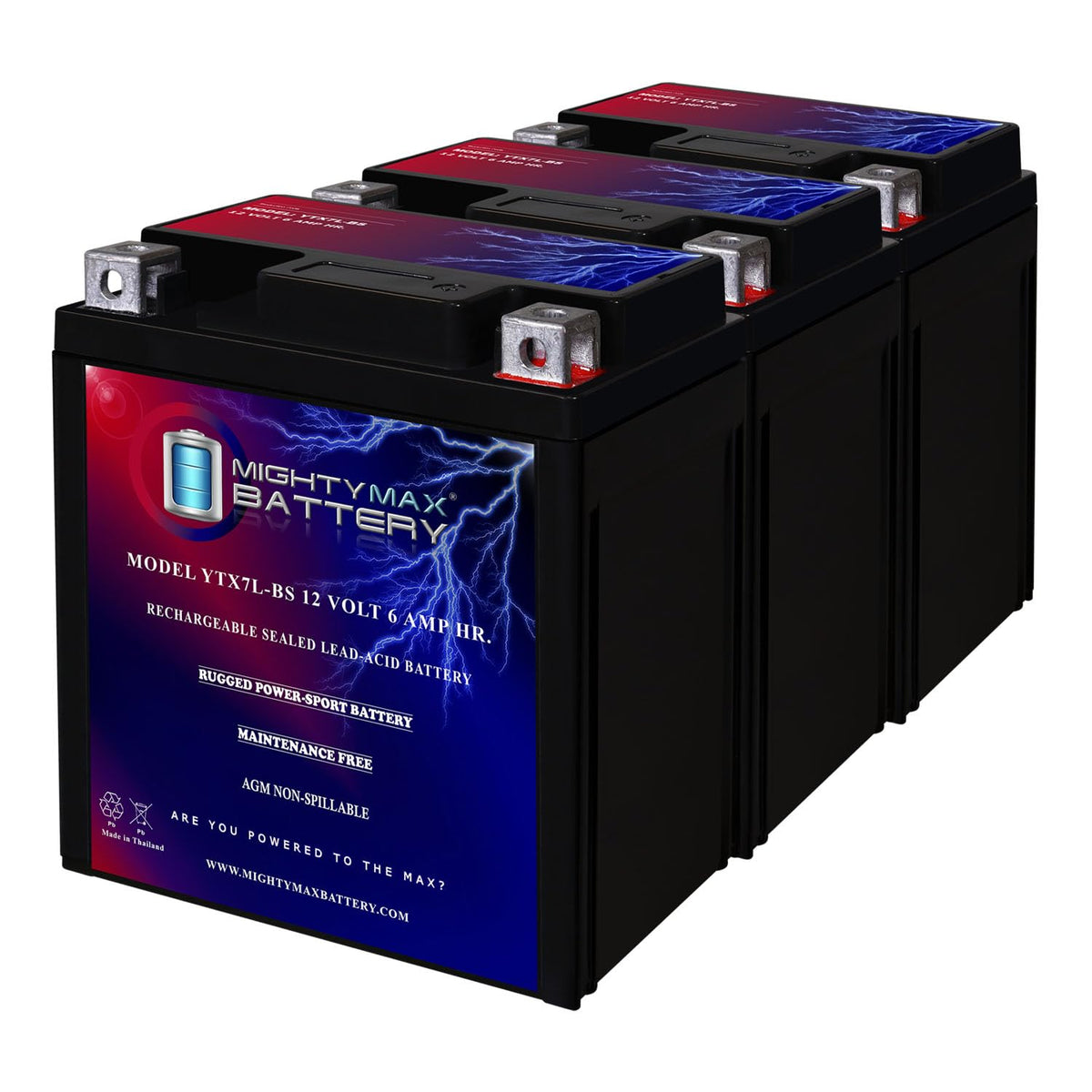 Mighty Max Battery YTX7L-BS -12 Volt 6 AH, 100 CCA, Rechargeable Maintenance Free SLA AGM Motorcycle Battery