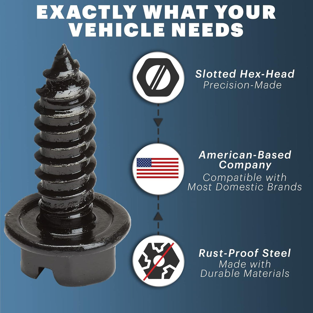 OttoSpeed Rustproof License Plate Screws (4-Pack, Black-Phillips)
