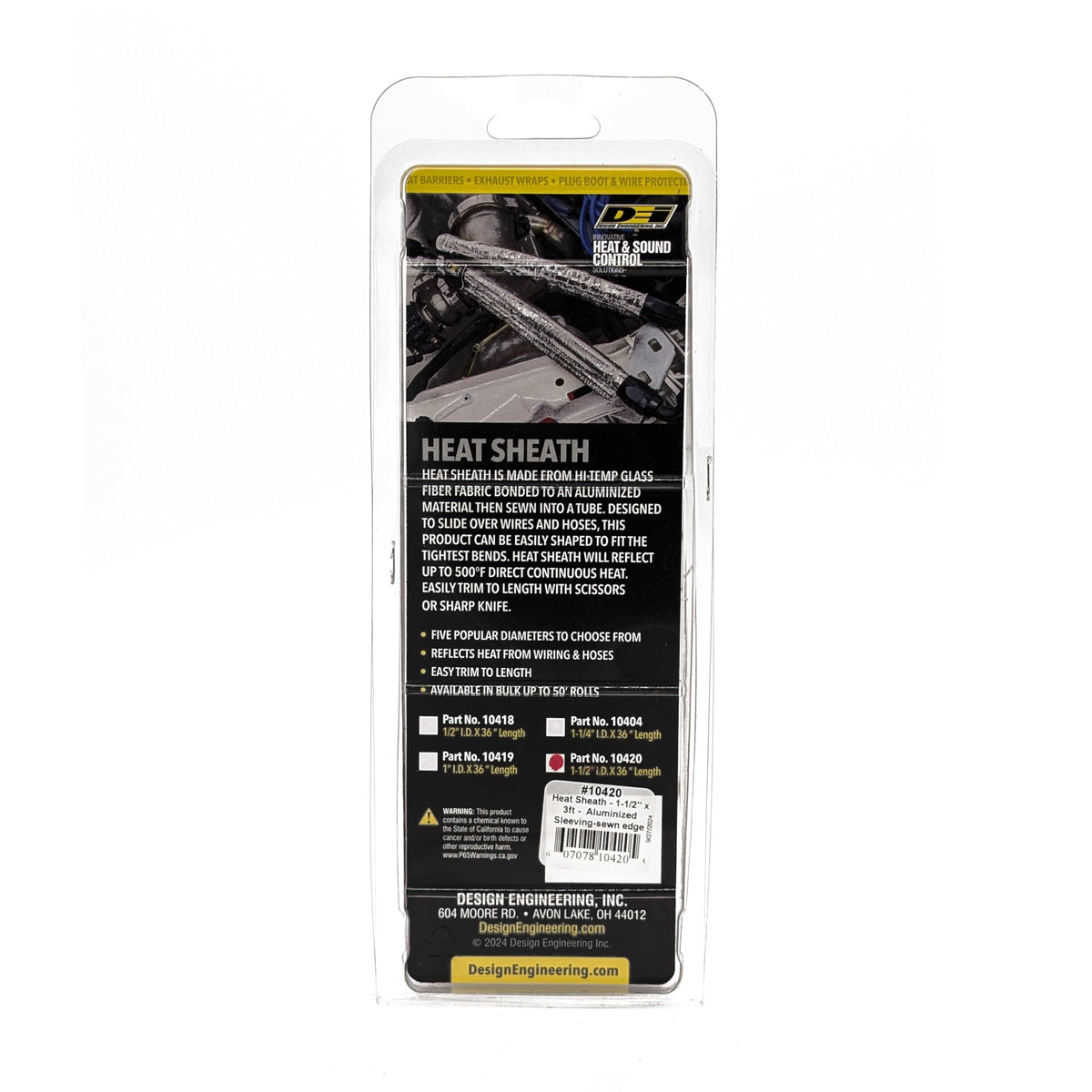Design Engineering Heat Sheath Aluminized Sleeving – 1" I.D. x 3 ft
