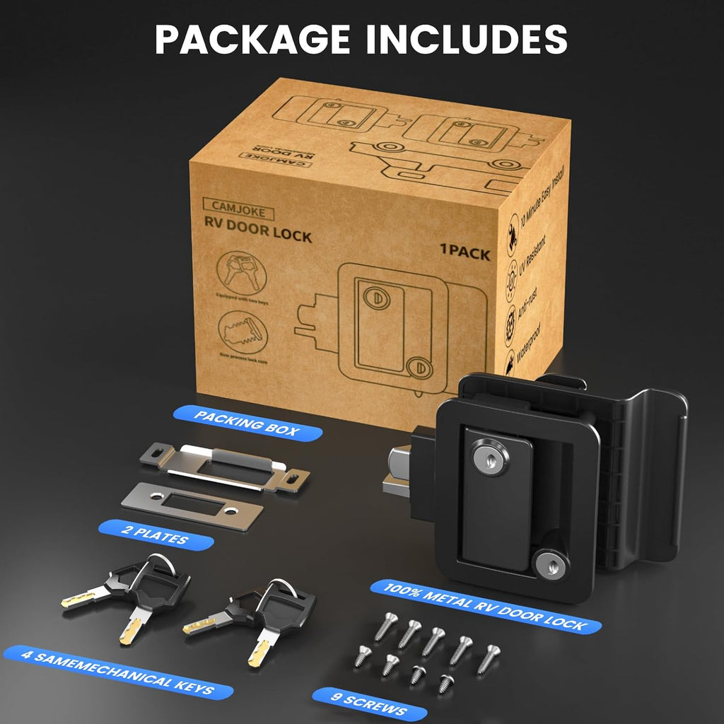 RV Door Lock, Camper Door Lock with Deadbolt,1 Lock 4 Key