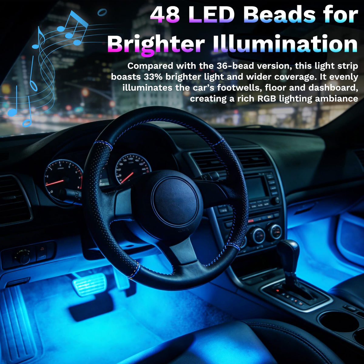 BFXM Car Interior Lights, LED Lights Strip with USB Adapter Car Accessories