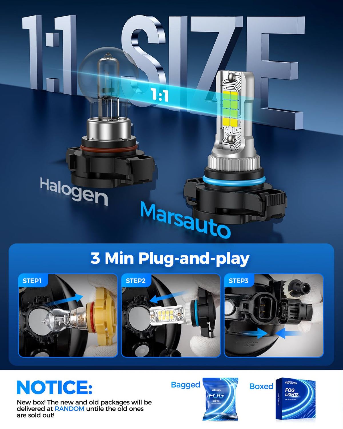 Marsauto D3S HID Bulbs, 66340 42403 42302 (42403C1) for HID Xenon, 6000K Cold White 35W Light Bulb, Plug and Play, Pack of 2