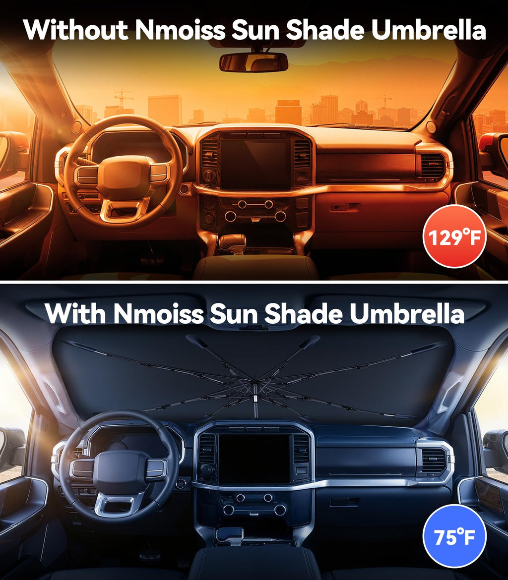 Nmoiss 2026 Windshield Sun Shade Umbrella [Vinyl Coating Heat Shield]