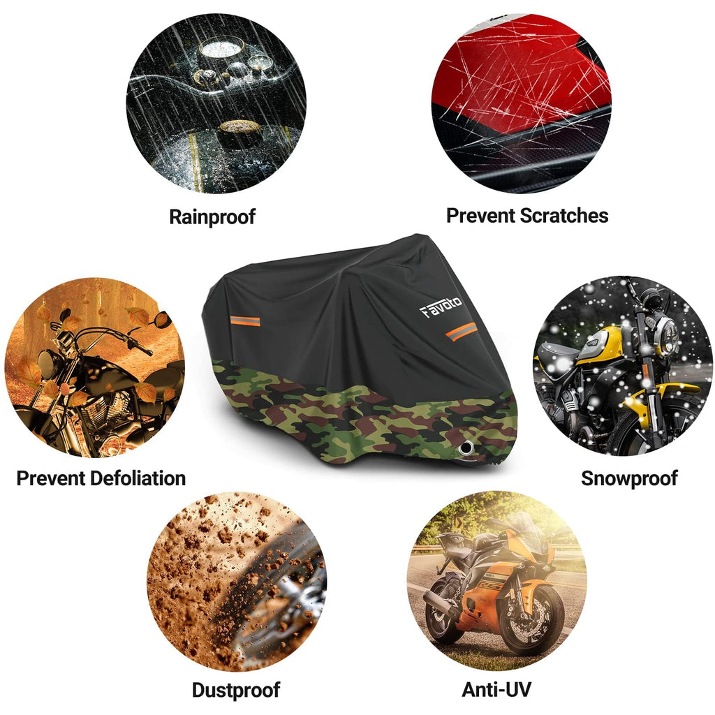 Favoto Motorcycle Cover Waterproof Outdoor Motorcycle Cover Heavy Duty