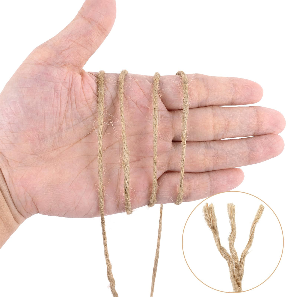 KINGLAKE Natural Jute Twine String 656 Feet 2mm Twine for Crafts Gift Wrapping Christmas Packing String for Arts Decoration, Wedding, Gardening