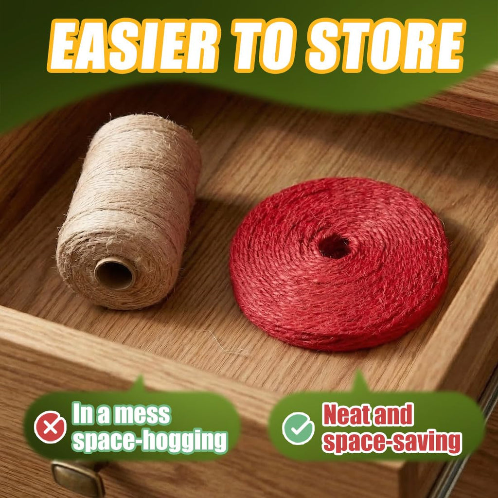 1000FT Natural Jute Twine String Bulk Hemp Rope Cord for Crafts Gardening Gift Wrapping Wedding Décor Packing Material Burlap Ribbon Christmas Knitting Macrame Decoration (Brown 2mm* 1000ft)