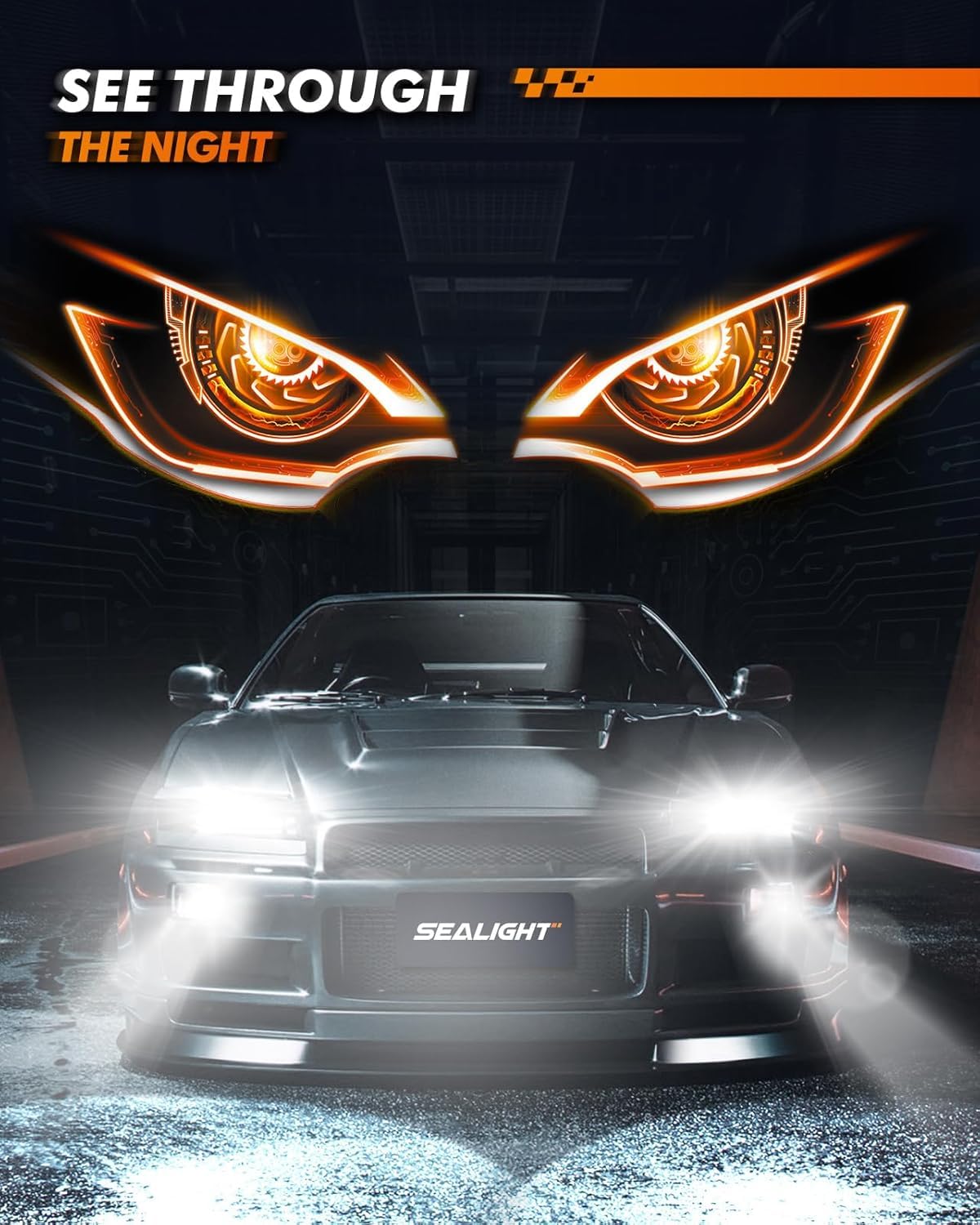 SEALIGHT H11/H16/H8 Yellow LED Fog Light Bulbs, 18000LM 3500K Yellow-2 Pack