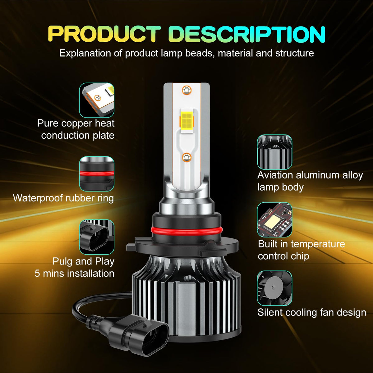 for Chevy Silverado/GMC Sierra 1500/2500/3500 1999-2006 High+Low Beam Bulbs