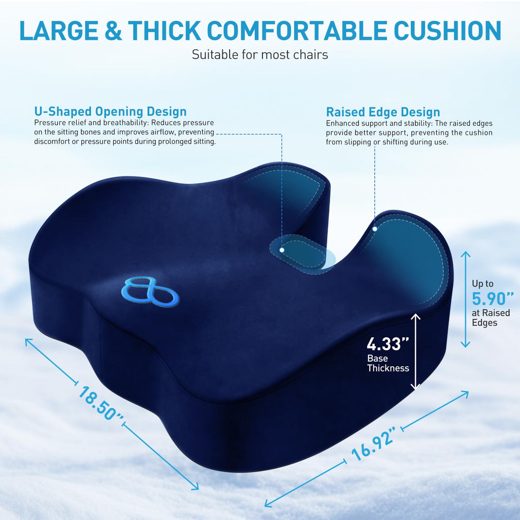 BlissTrends Memory Foam Seat Cushion for Office Chair & Car Seat, Black