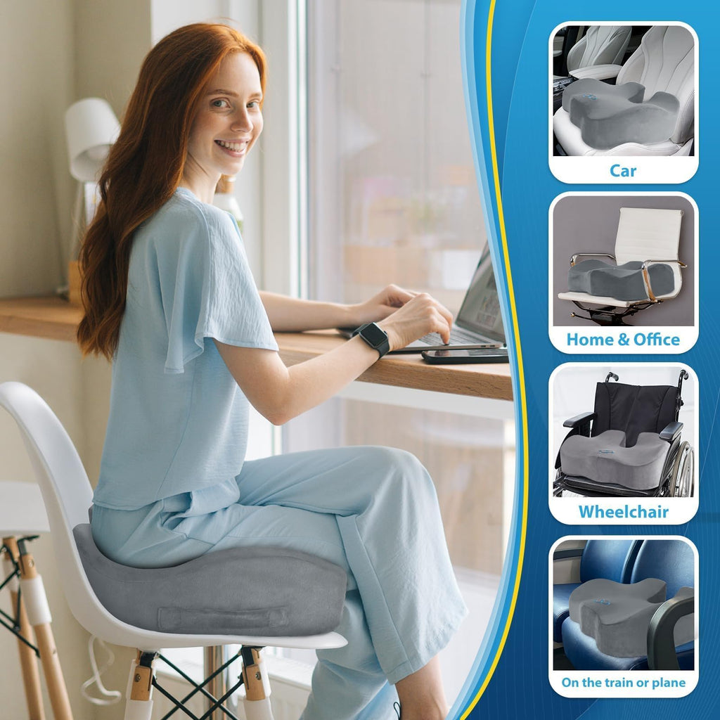 BlissTrends Memory Foam Seat Cushion for Office Chair & Car Seat, Black