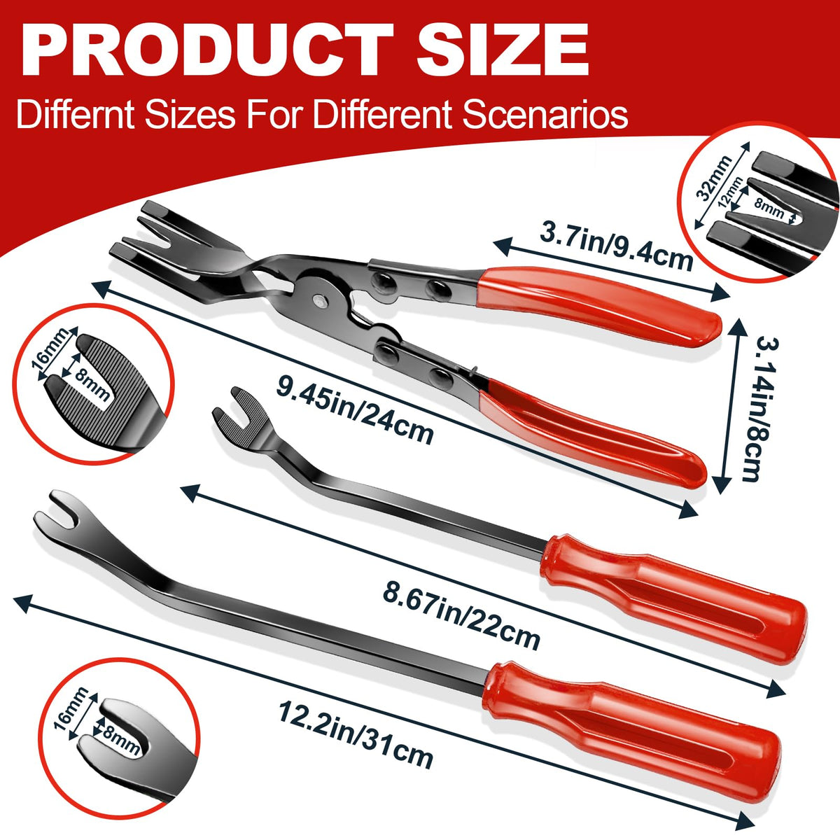 Keze 3 Pcs Auto Clip Pliers Set and Fastener Remover Tool