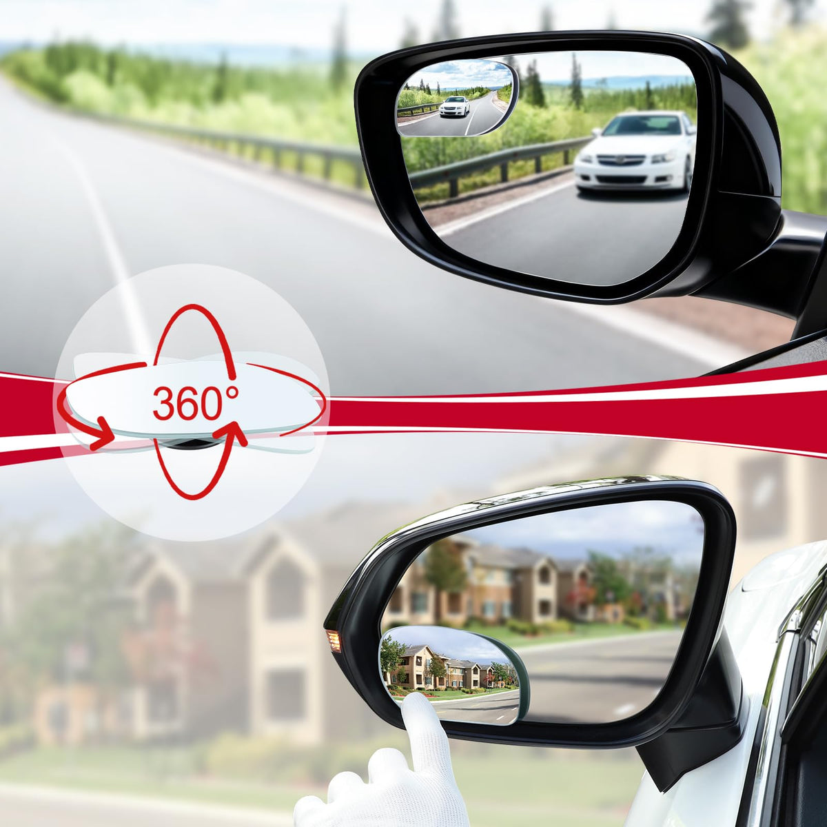 LivTee Blind Spot Mirror, 2" Round HD Glass Frameless Convex Rear View Mirrors Exterior Accessories with Wide Angle Adjustable Stick for Car SUV and Trucks, Pack of 2