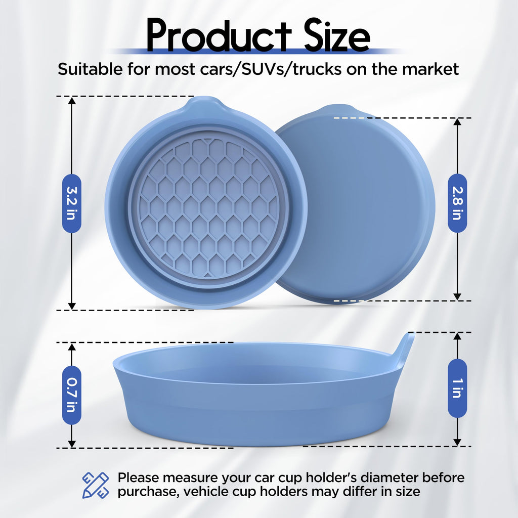 Amooca 2-Pack Car Cup Coaster Silicone Spill-Proof Cup Holder Inserts