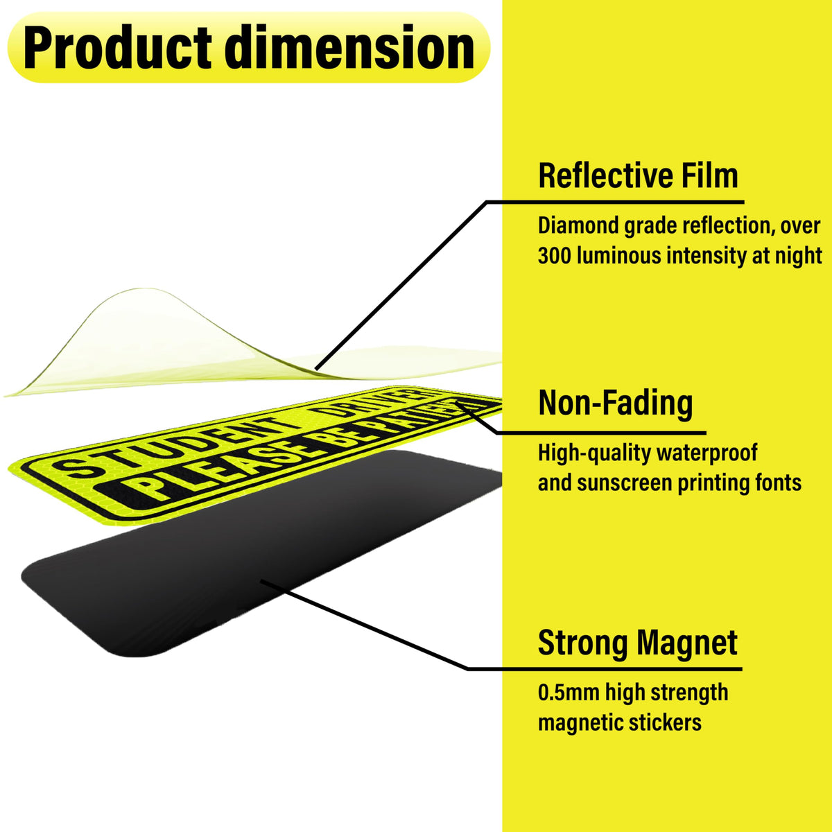 BFXM 4 PCS Student Driver Magnet for Car, New Driver Magnet for Car
