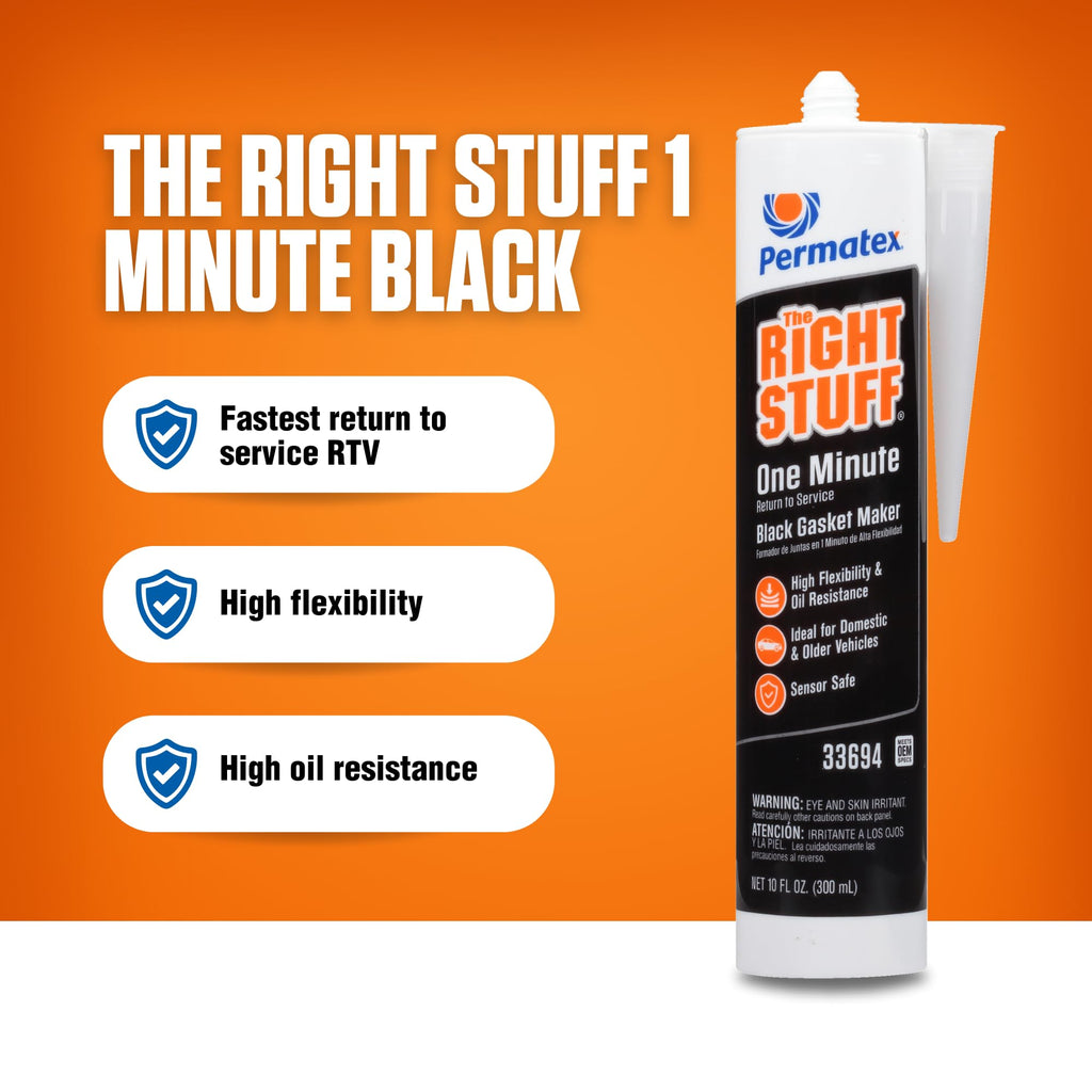 Permatex 82180 Ultra Black Maximum Oil Resistance RTV Silicone Gasket Maker, Sensor Safe and Non-Corrosive, for High Flex and Oil Resistant Applications 3 oz