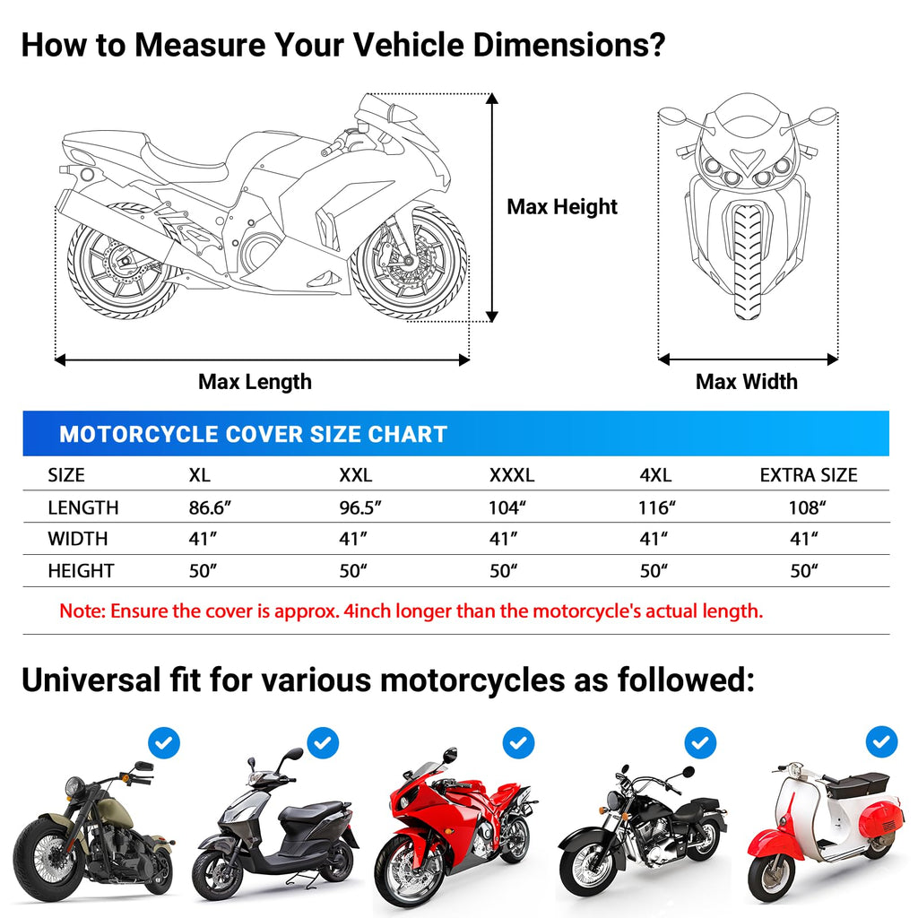 Favoto Motorcycle Cover Waterproof Outdoor Motorcycle Cover Heavy Duty